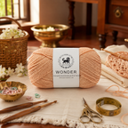 NESTNHAVEN,Wonder,Poly Yarn Supersoft Hand Knitting Wool Ball,(1 Ball/100 Gram Each) Ball Suitable For Craft,Crochet,Amigurumi,Garments,Flowers And Hobby Projects,2 Fine , Shade - Golden Beige