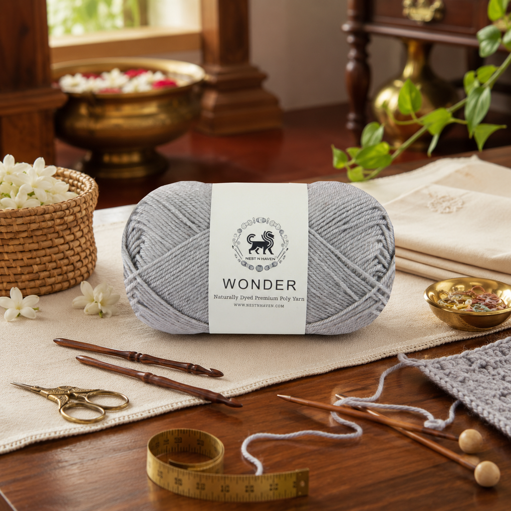 NESTNHAVEN,Wonder,Poly Yarn Supersoft Hand Knitting Wool Ball,(1 Ball/100 Gram Each) Ball Suitable For Craft,Crochet,Amigurumi,Garments,Flowers And Hobby Projects,2 Fine , Shade - Grey
