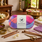 Wonder ,  Yarn Supersoft Hand Knitting Wool Ball,(1 Ball/100 Gram Each) Ball Suitable For Craft,Crochet,Amigurumi,Garments,Flowers And Hobby Projects,2 Fine , Shade - Multicolor 1