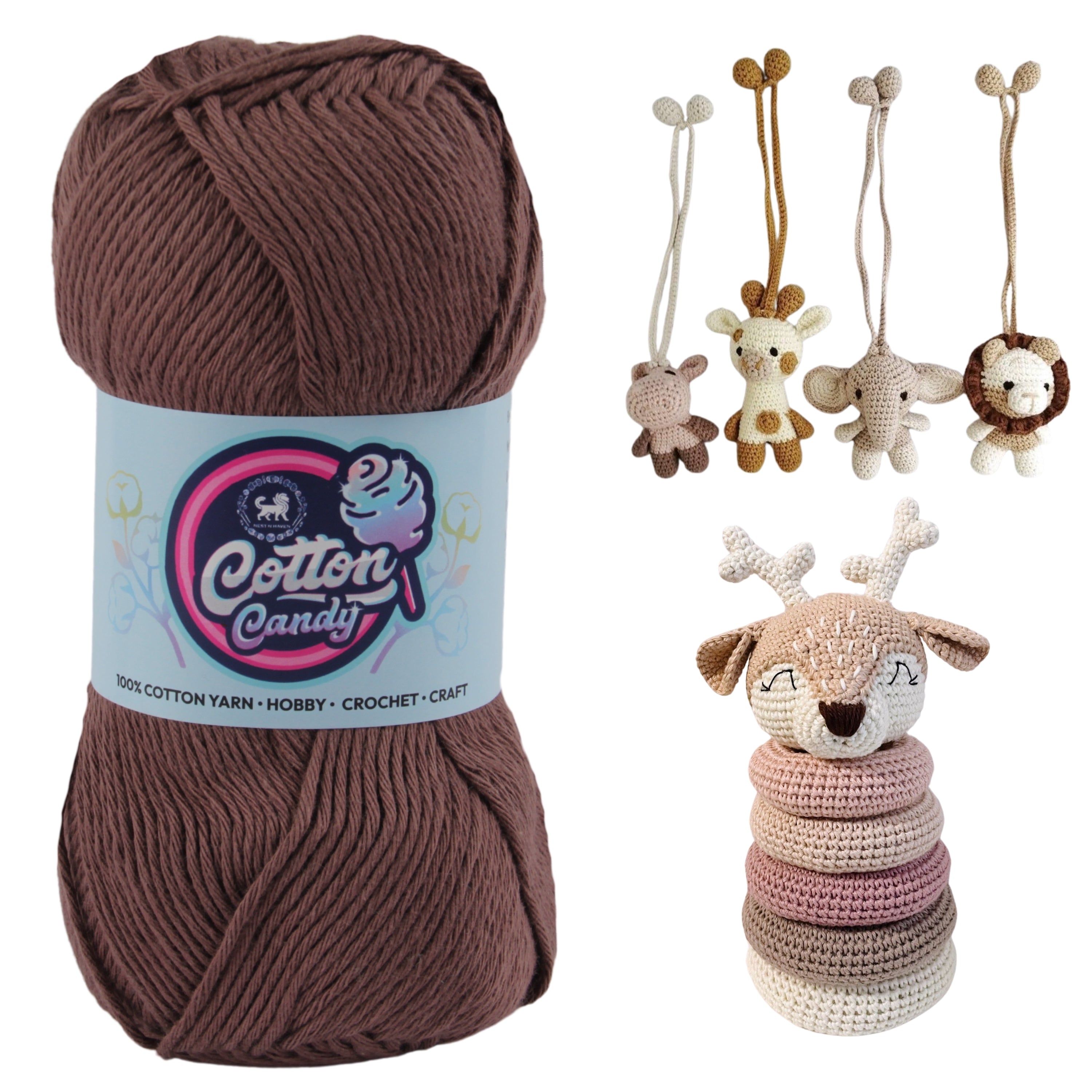 Cotton Candy Cotton Yarn (100 gram) - Dark Brown