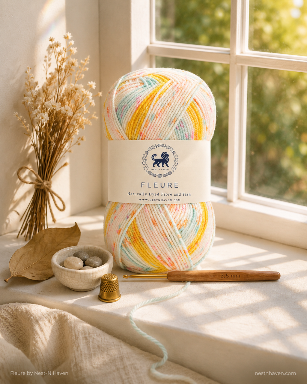 Fleure Yarn SE  – Lightweight Knitting & Crochet acrylic Yarn , 100 grams  | Nest-N Haven | Shade - Lemon Confetti