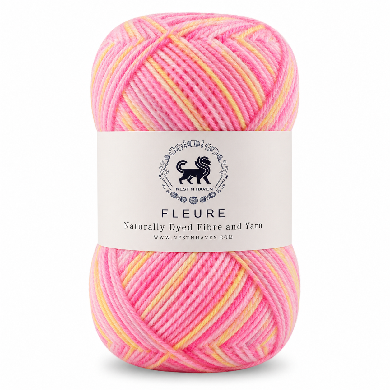 Fleure Yarn – Lightweight Knitting & Crochet acrylic Yarn , 100 grams  | Nest-N Haven | Shade - pink yellow flemingo