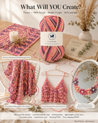 Fleure Yarn SE  – Lightweight Knitting & Crochet acrylic Yarn , 100 grams  | Nest-N Haven | Shade - Berry Sundae