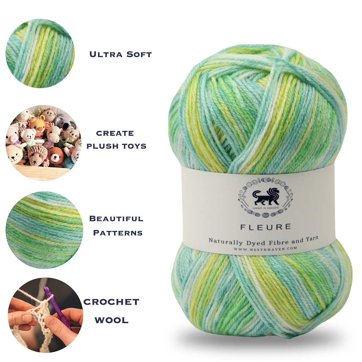 Fleure Hand Knitting and Crochet Yarn (100 gram) - Green