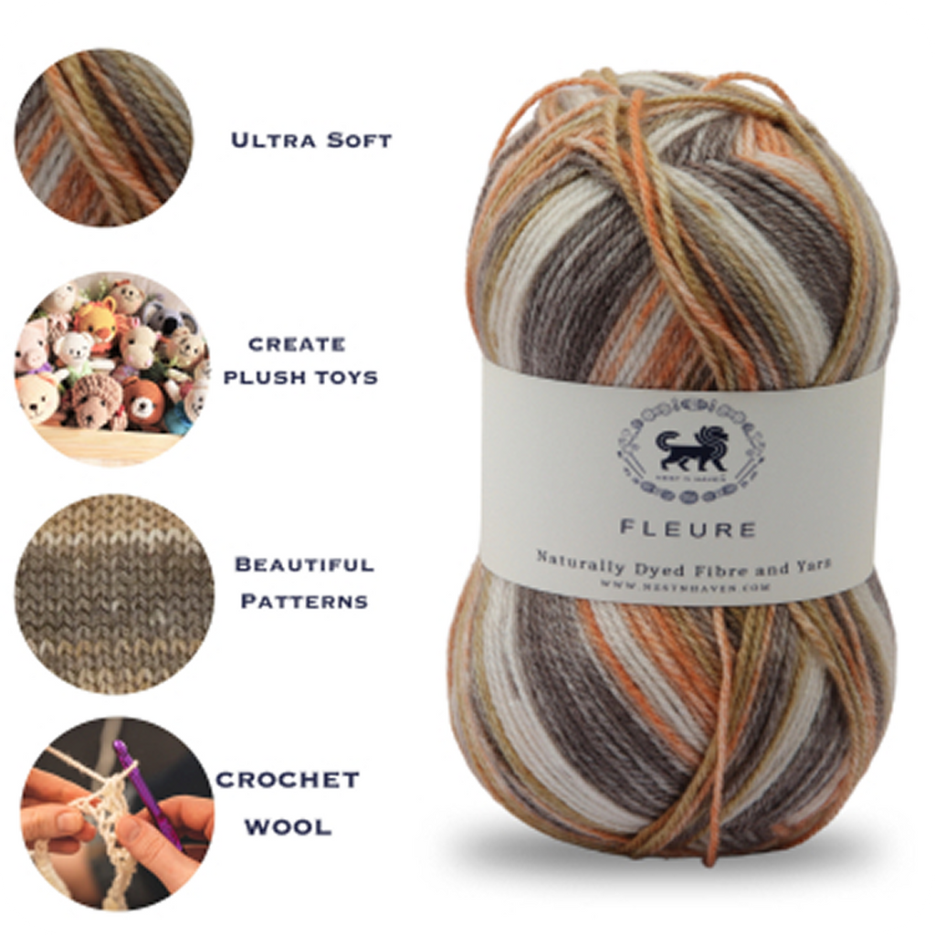 Fleure Hand Knitting and Crochet Yarn (100 gram) - Brown