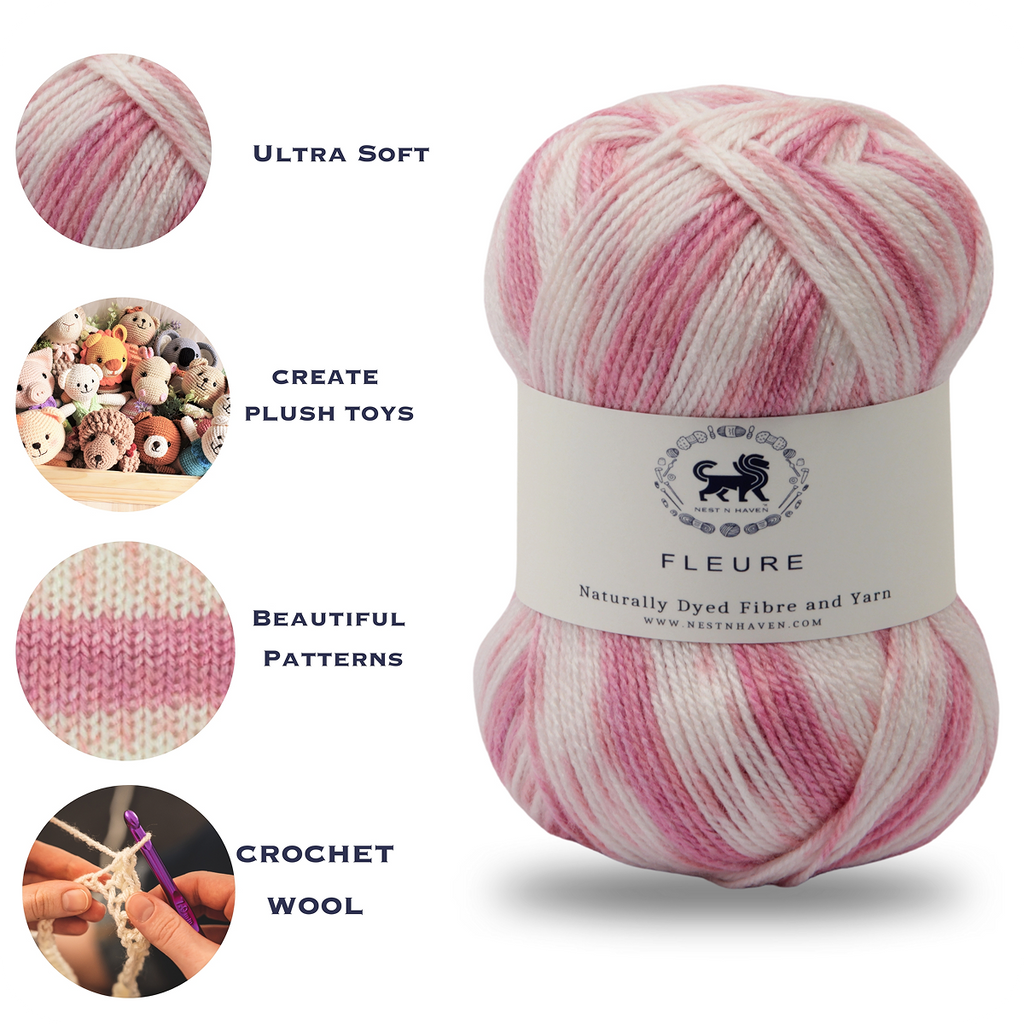 Fleure Hand Knitting and Crochet Yarn (100 gram) - Pink