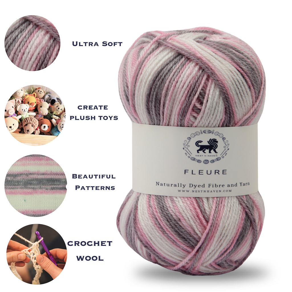 Fleure Hand Knitting and Crochet Yarn (100 gram) - Baby Pink