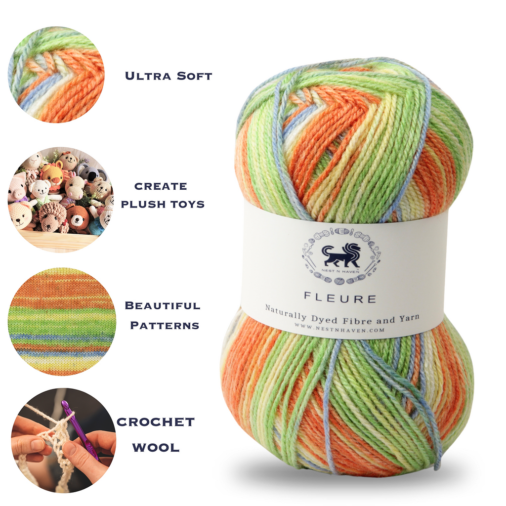 Fleure Hand Knitting and Crochet Yarn (100 gram) - Orange mix
