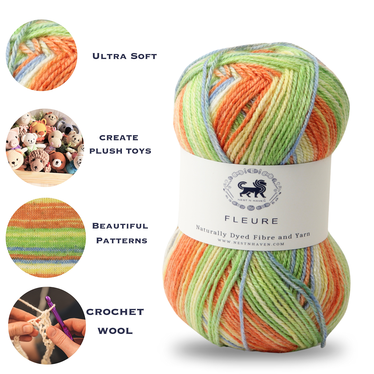 Fleure Hand Knitting and Crochet Yarn (100 gram) - Orange mix