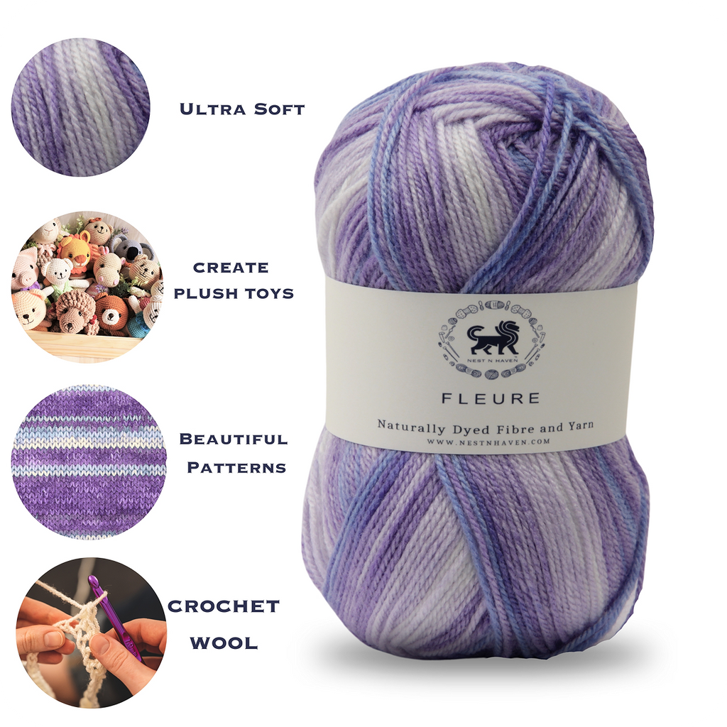 Fleure Hand Knitting and Crochet Yarn (100 gram) - Purple