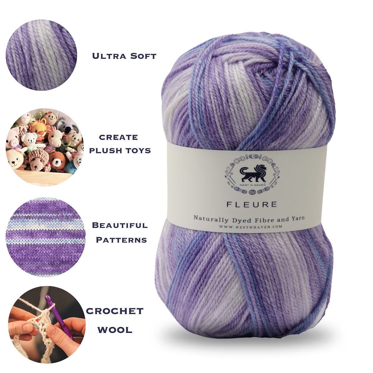 Fleure Hand Knitting and Crochet Yarn (100 gram) - Purple
