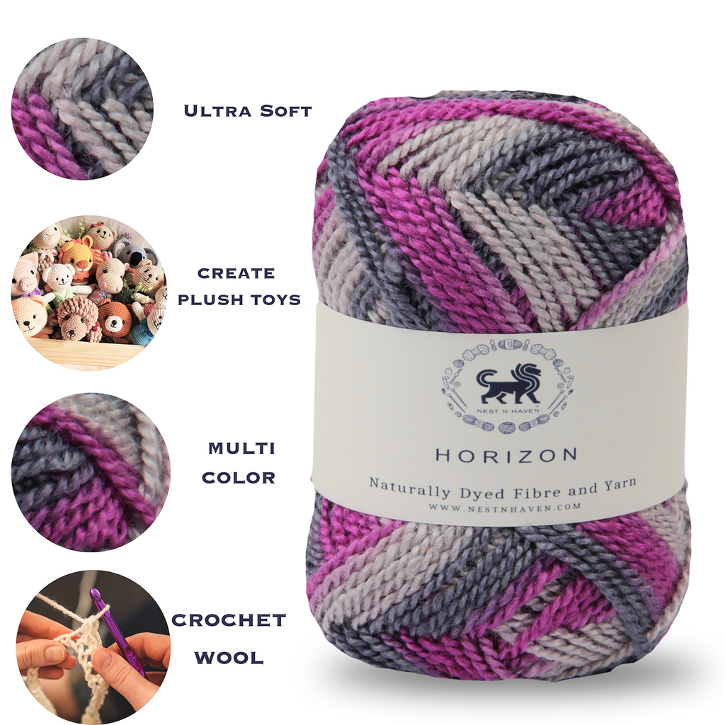 Horizon Naturally Dyed Fibre Yarn (100 gram) -  Multicolor 9
