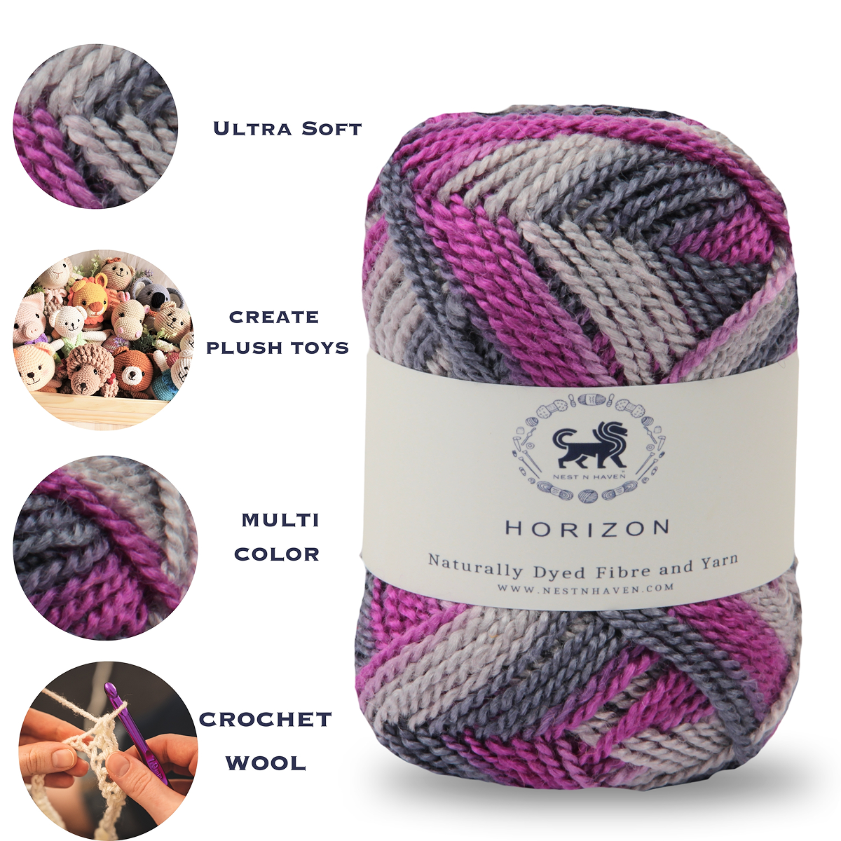 Horizon Naturally Dyed Fibre Yarn (100 gram) -  Multicolor 9