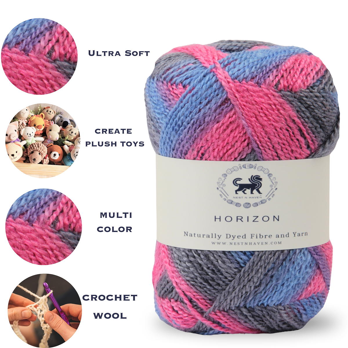 Horizon Naturally Dyed Fibre Yarn (100 gram) -  Multicolor 10