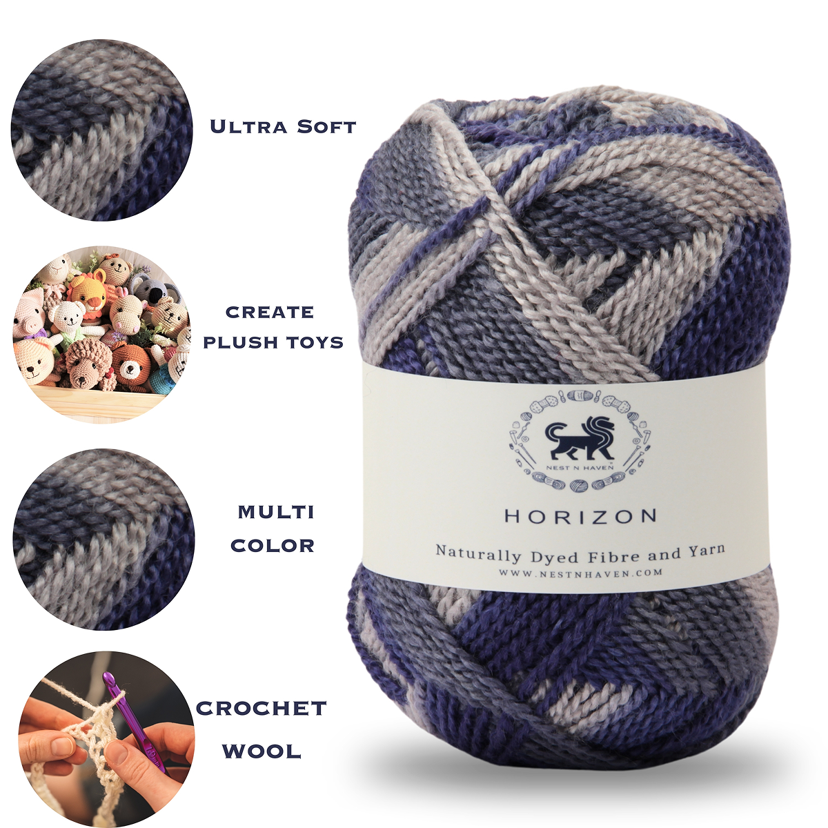 Horizon Naturally Dyed Fibre Yarn (100 gram) -  Multicolor 11