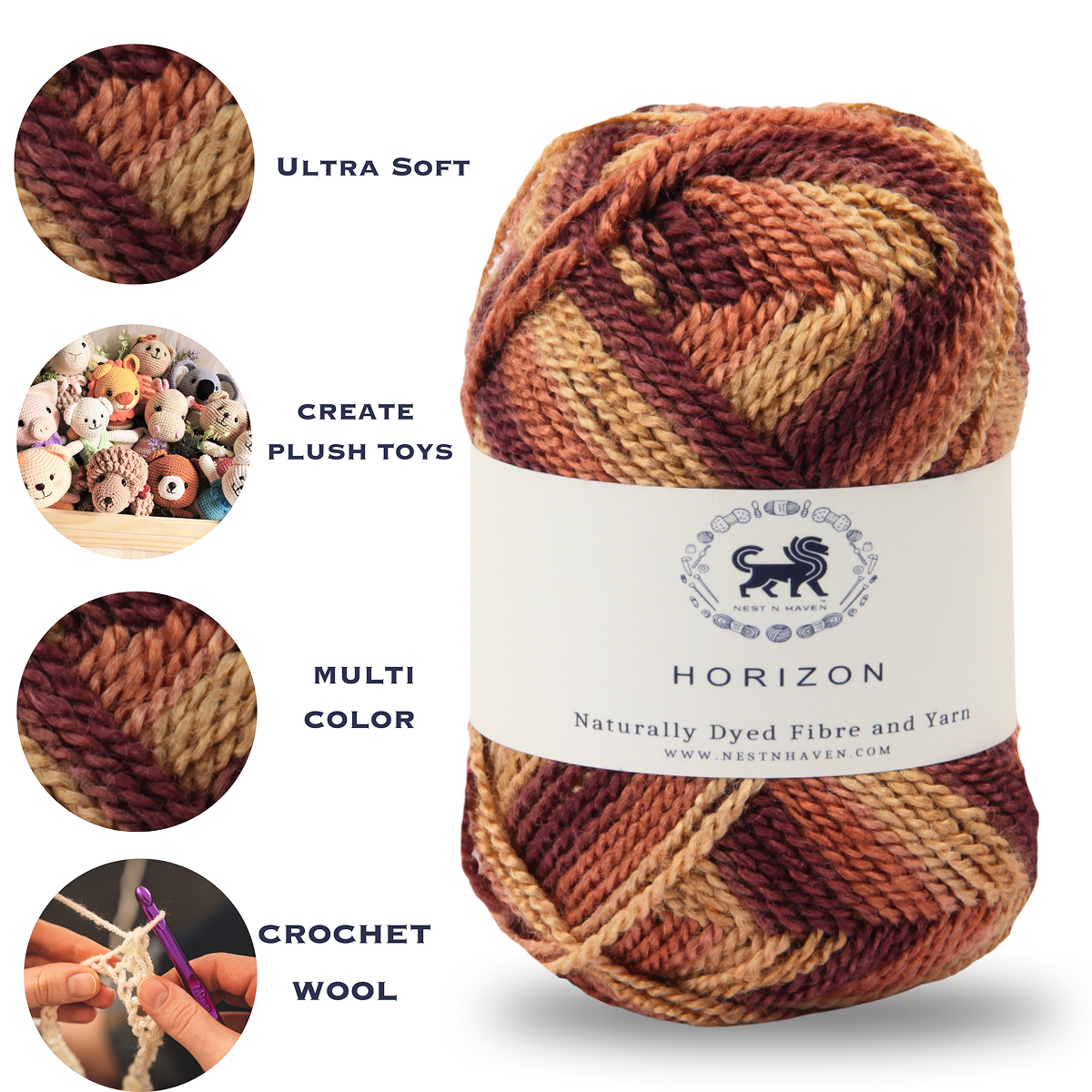 Horizon Naturally Dyed Fibre Yarn (100 gram) -  Multicolor 12