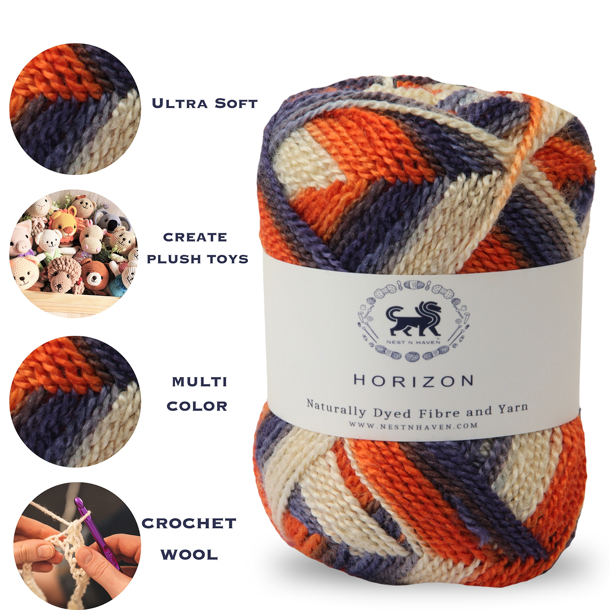 Horizon Naturally Dyed Fibre Yarn (100 gram) -  Multicolor 13