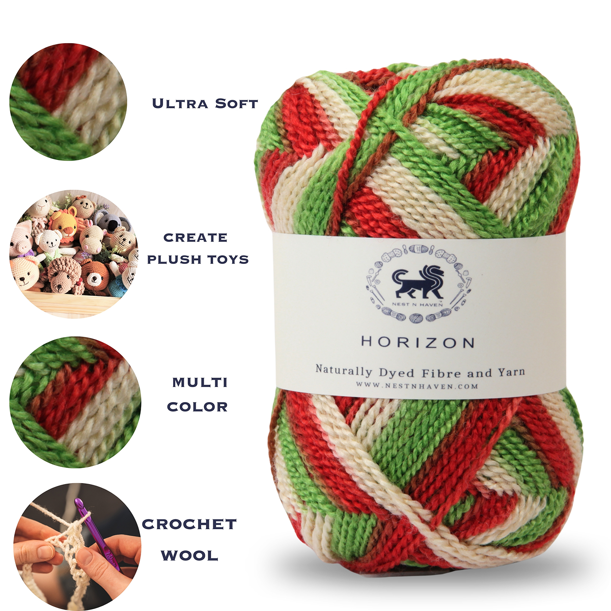 Horizon Naturally Dyed Fibre Yarn (100 gram) -  Multicolor 15