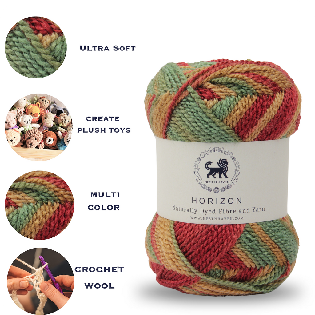 Horizon Naturally Dyed Fibre Yarn (100 gram) -  Multicolor 2