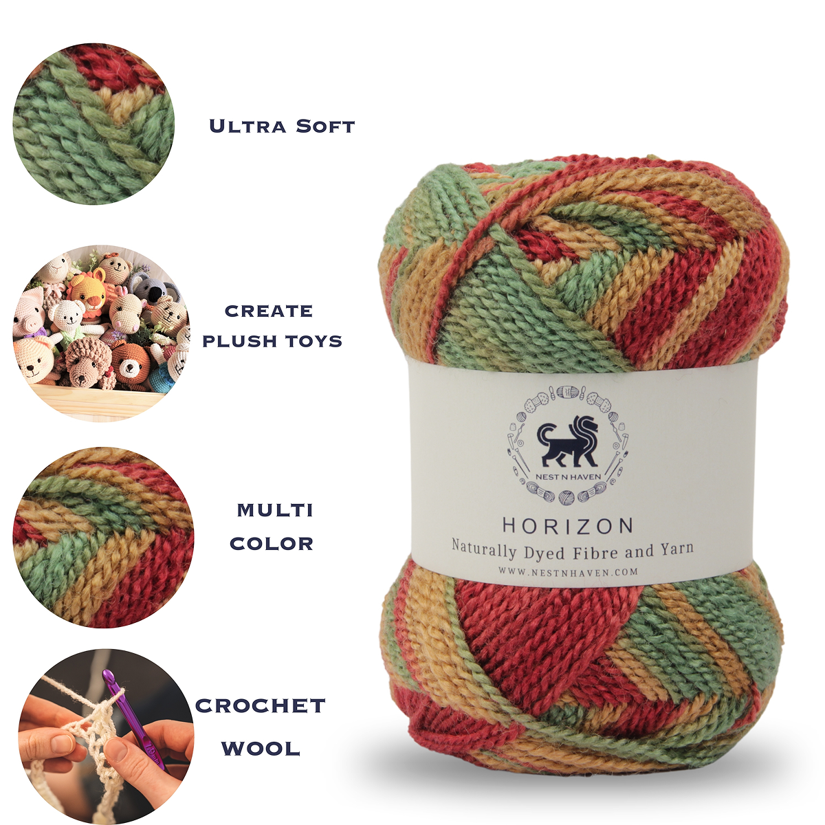 Horizon Naturally Dyed Fibre Yarn (100 gram) -  Multicolor 2