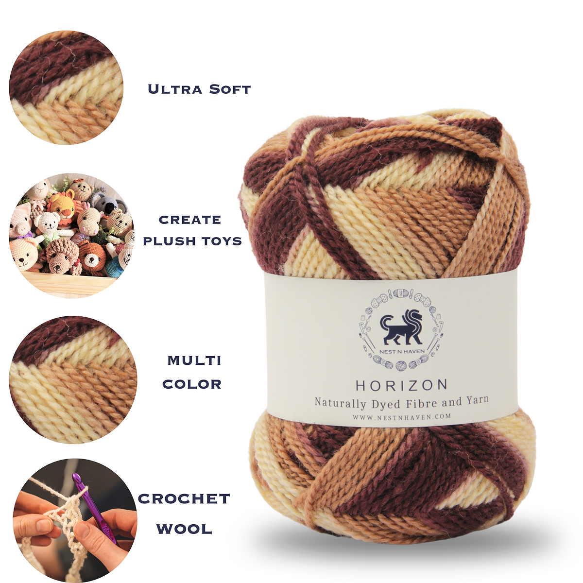 Horizon Naturally Dyed Fibre Yarn (100 gram) -  Multicolor 5
