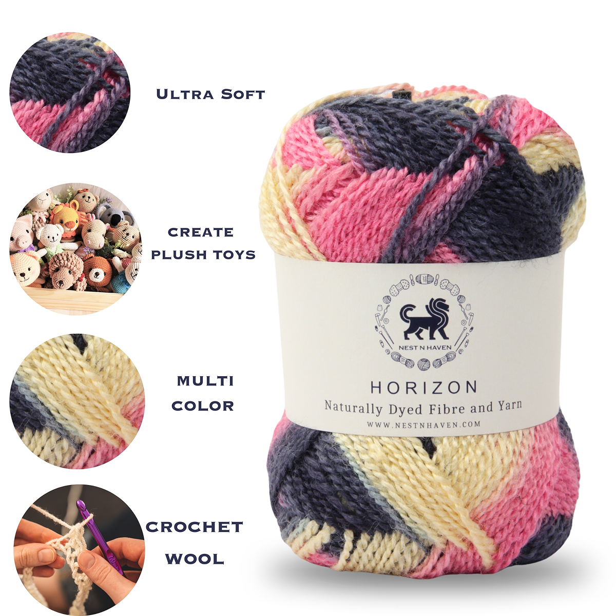 Horizon Naturally Dyed Fibre Yarn (100 gram) -  Multicolor 6