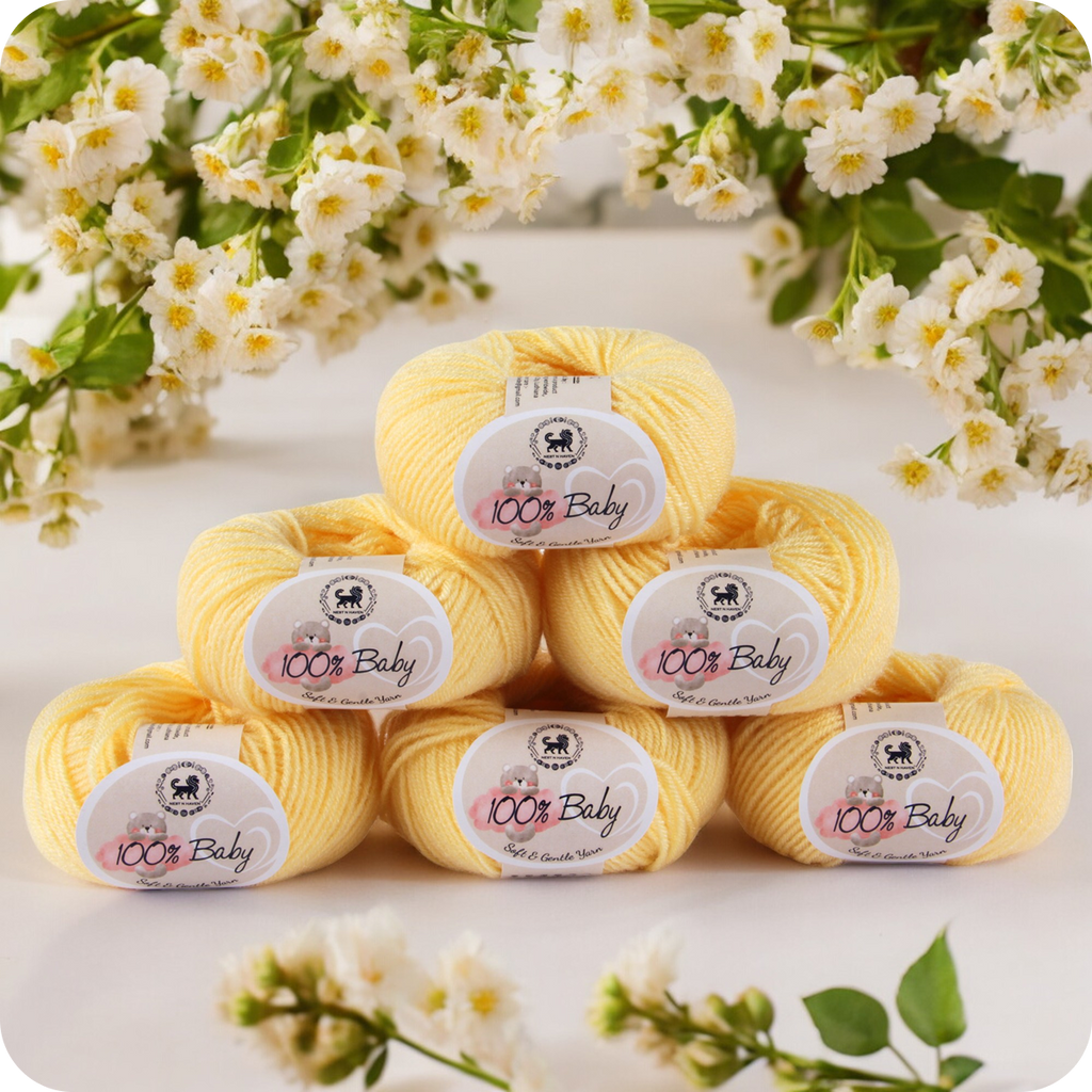 Baby  Yarn  pack of 6 (25gms x 6) 150 gram -  Lemon Yellow