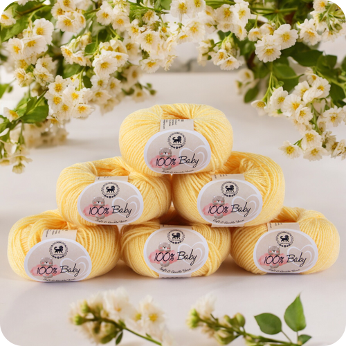 Baby  Yarn  pack of 6 (25gms x 6) 150 gram -  Lemon Yellow