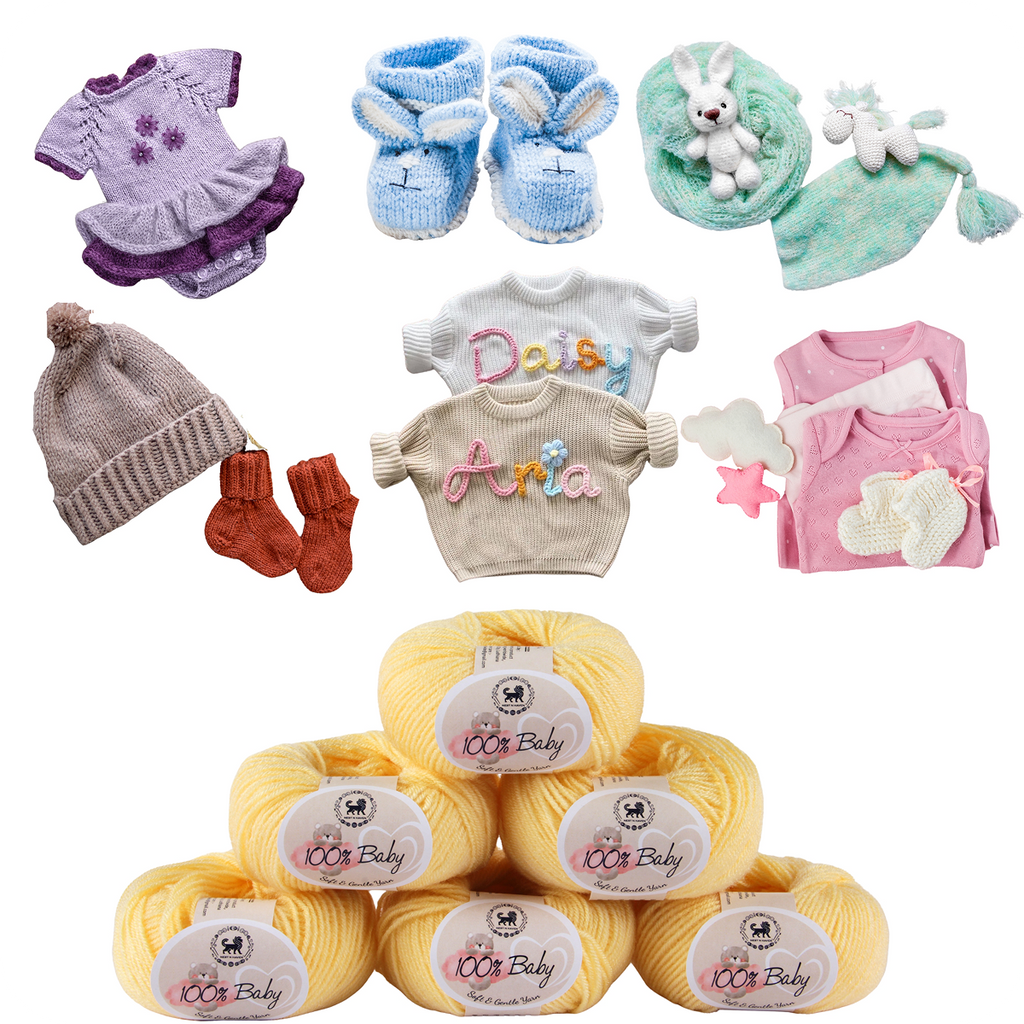 Baby  Yarn  pack of 6 (25gms x 6) 150 gram -  Lemon Yellow