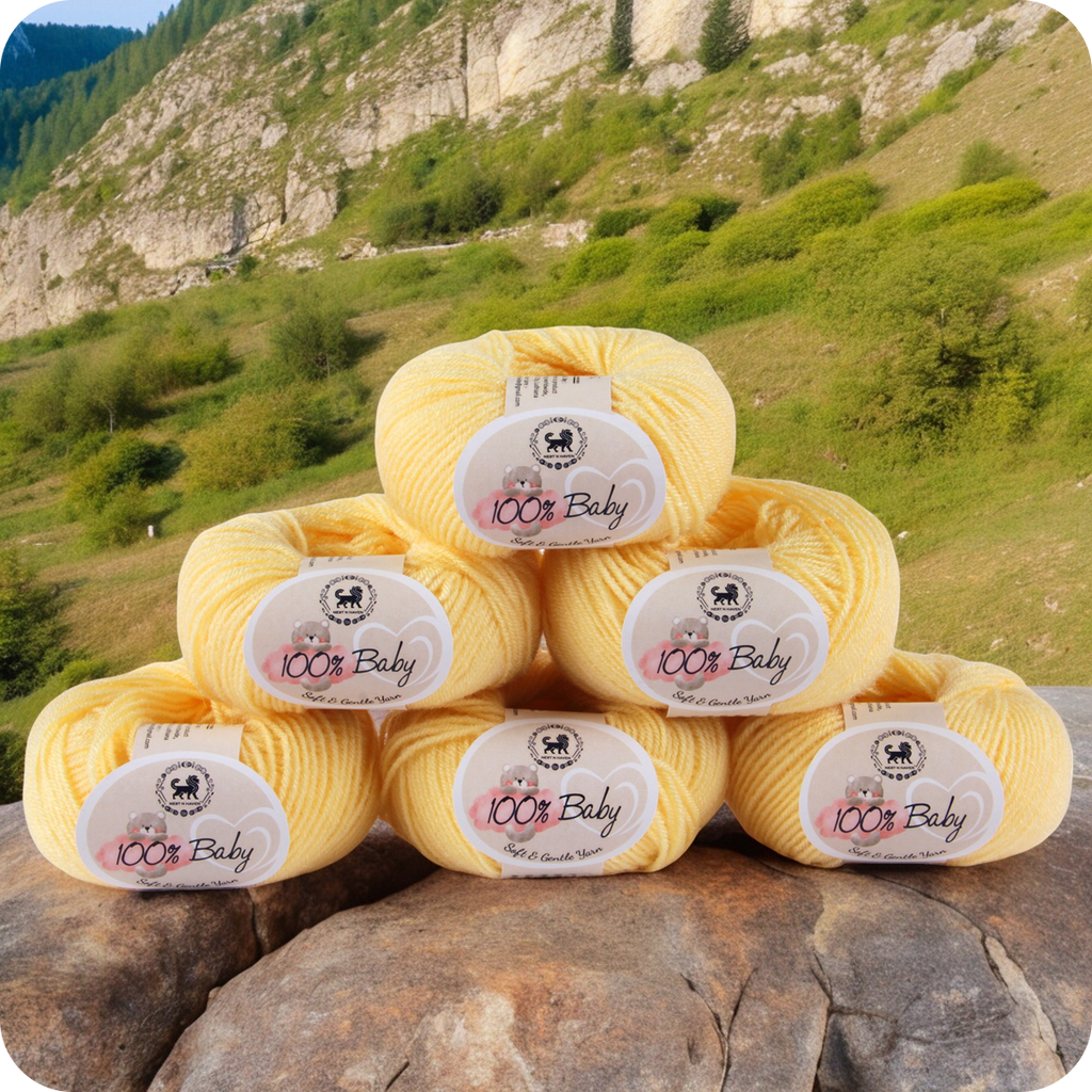 Baby  Yarn  pack of 6 (25gms x 6) 150 gram -  Lemon Yellow