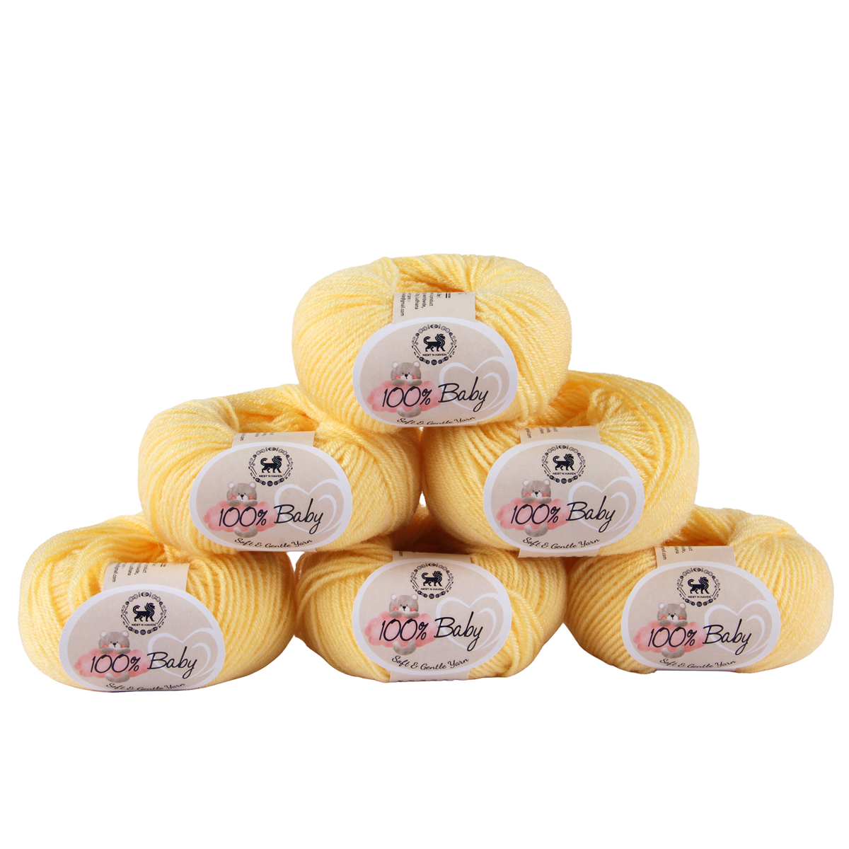 Baby  Yarn  pack of 6 (25gms x 6) 150 gram - Lemon Yellow