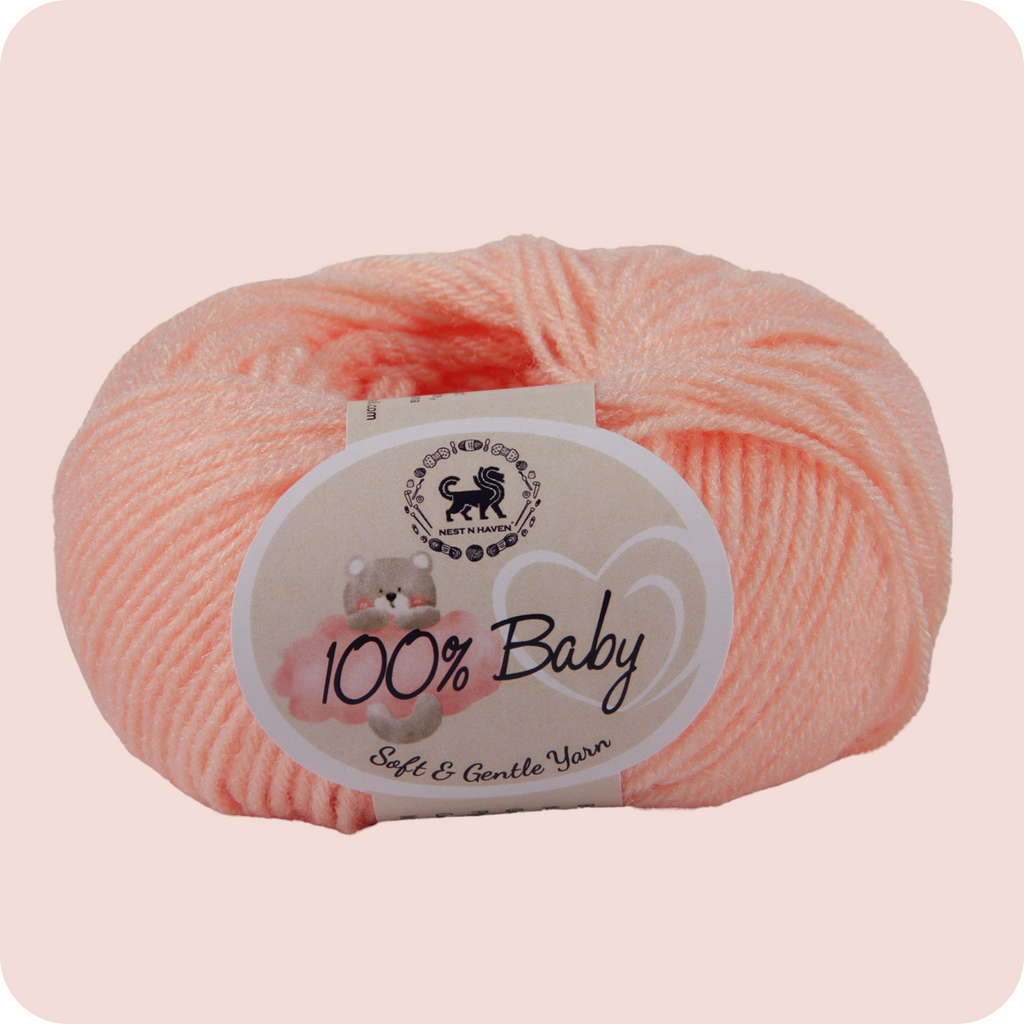 Baby  Yarn  pack of 6 (25gms x 6) 150 gram -  Light Peach