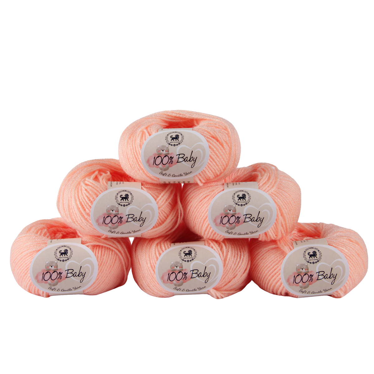 Baby  Yarn  pack of 6 (25gms x 6) 150 gram -  Light Peach