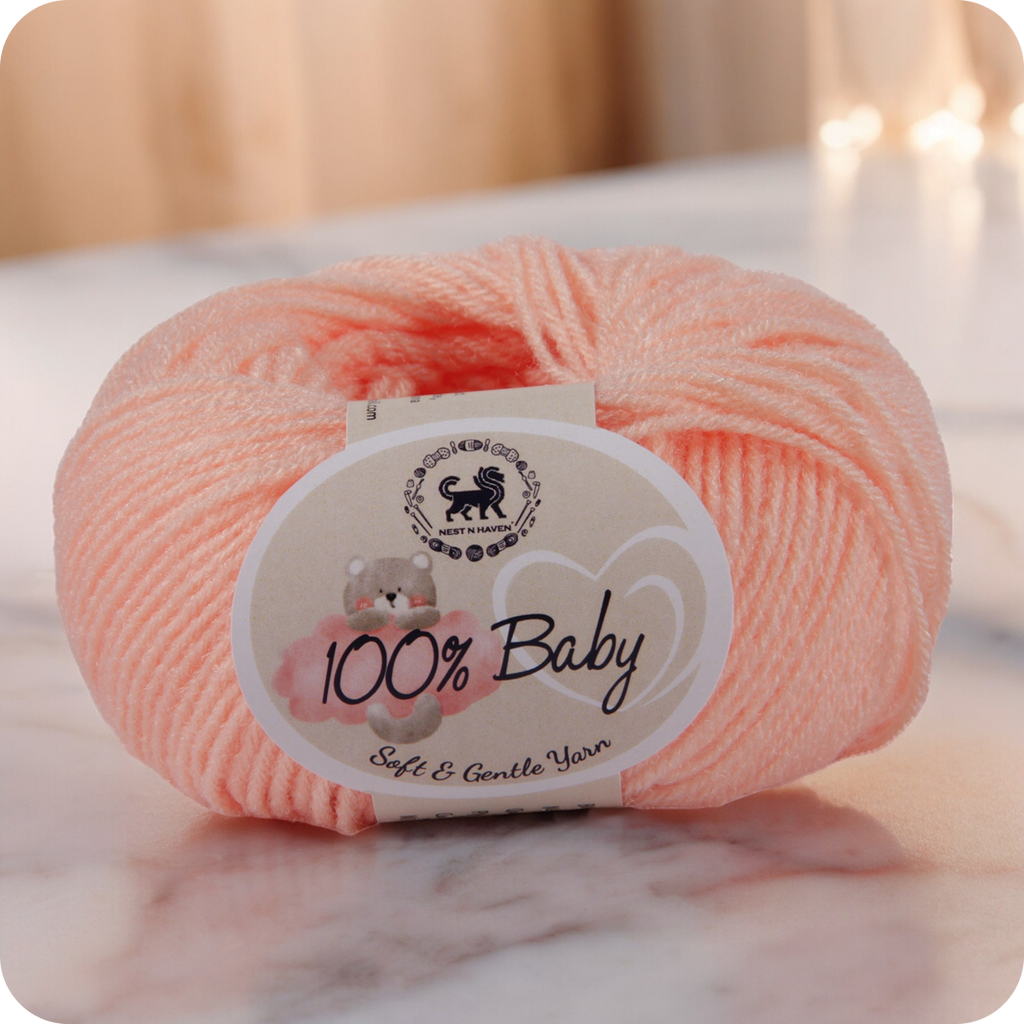 Baby  Yarn  pack of 6 (25gms x 6) 150 gram -  Light Peach