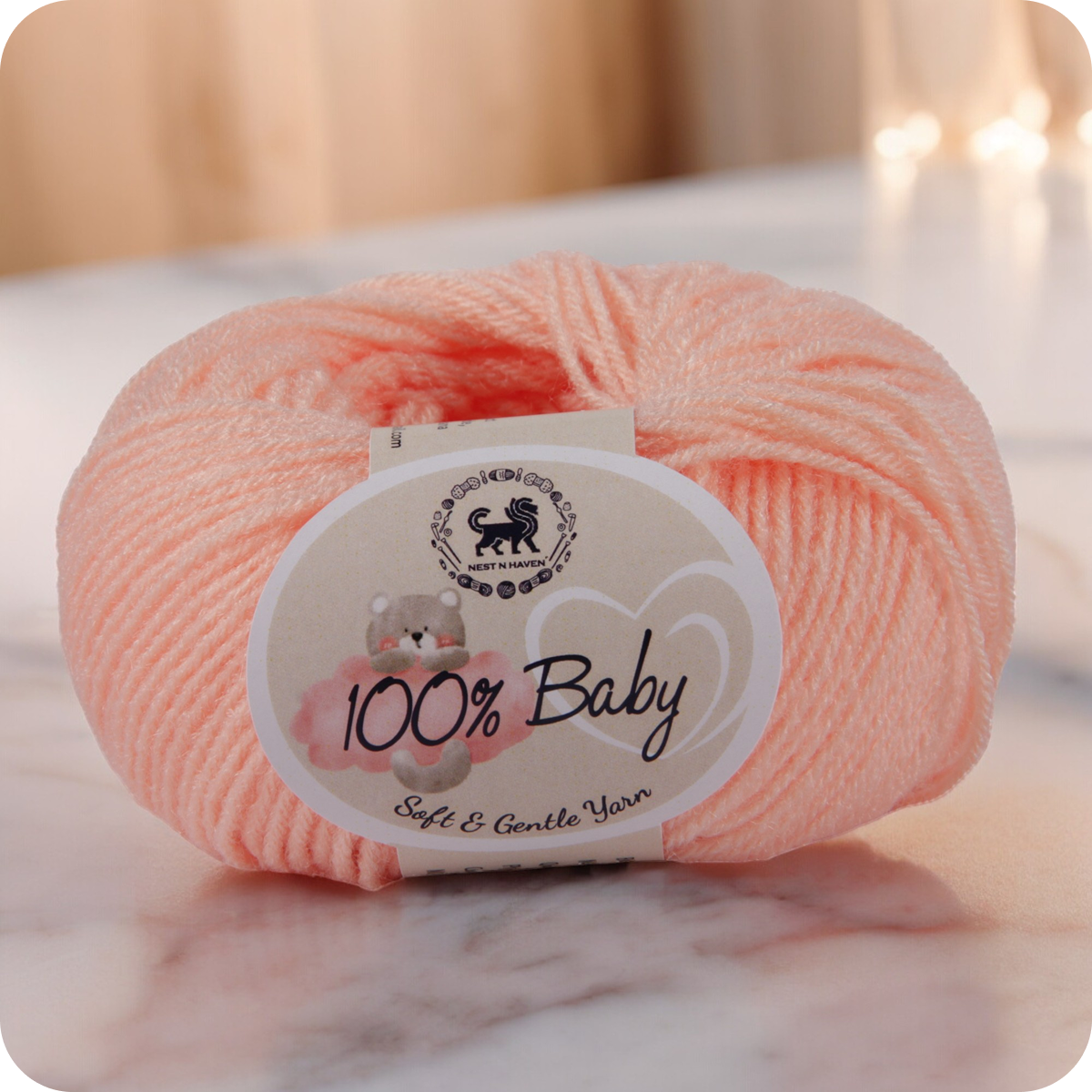 Baby  Yarn  pack of 6 (25gms x 6) 150 gram -  Light Peach