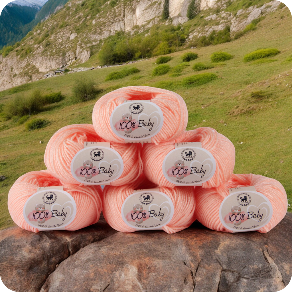 Baby  Yarn  pack of 6 (25gms x 6) 150 gram -  Light Peach