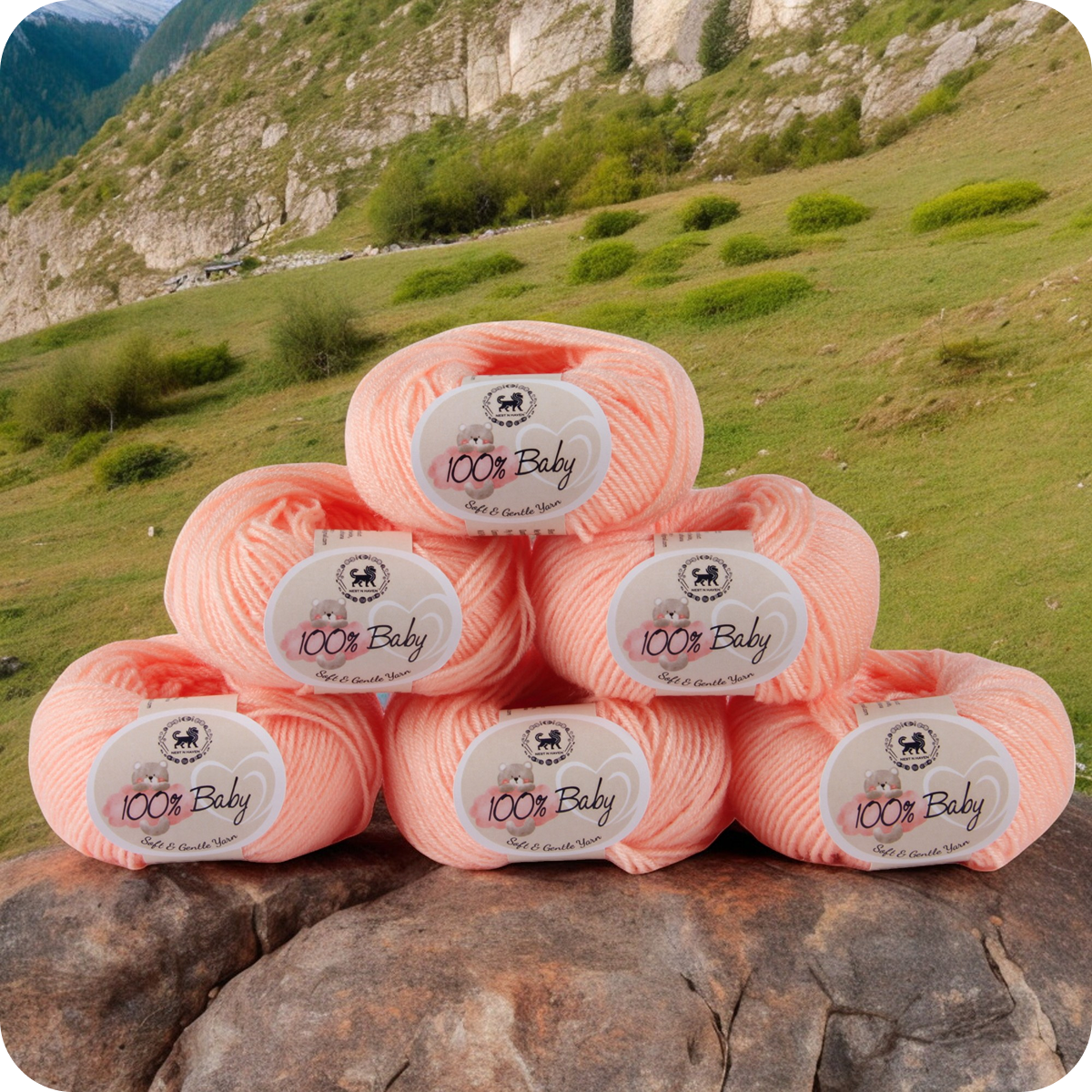 Baby  Yarn  pack of 6 (25gms x 6) 150 gram -  Light Peach