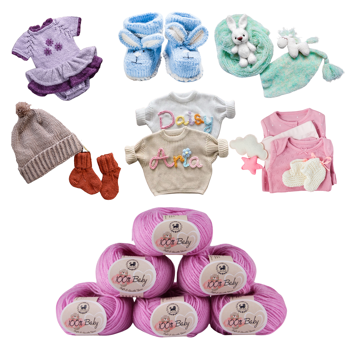Baby  Yarn  pack of 6 (25gms x 6) 150 gram -  Lilac