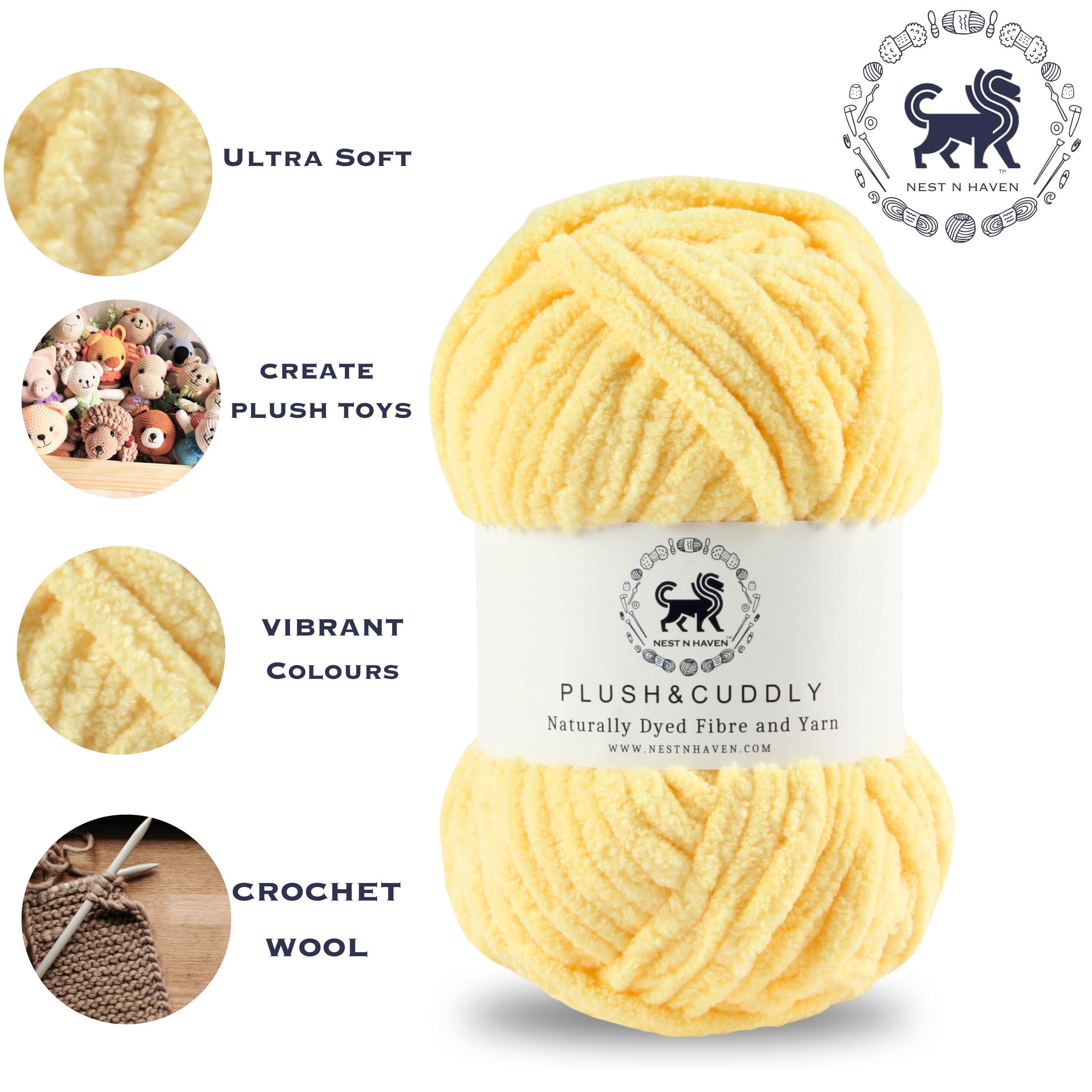 Plush and Cuddly Yarn (100 gram) - Lemon Yellow