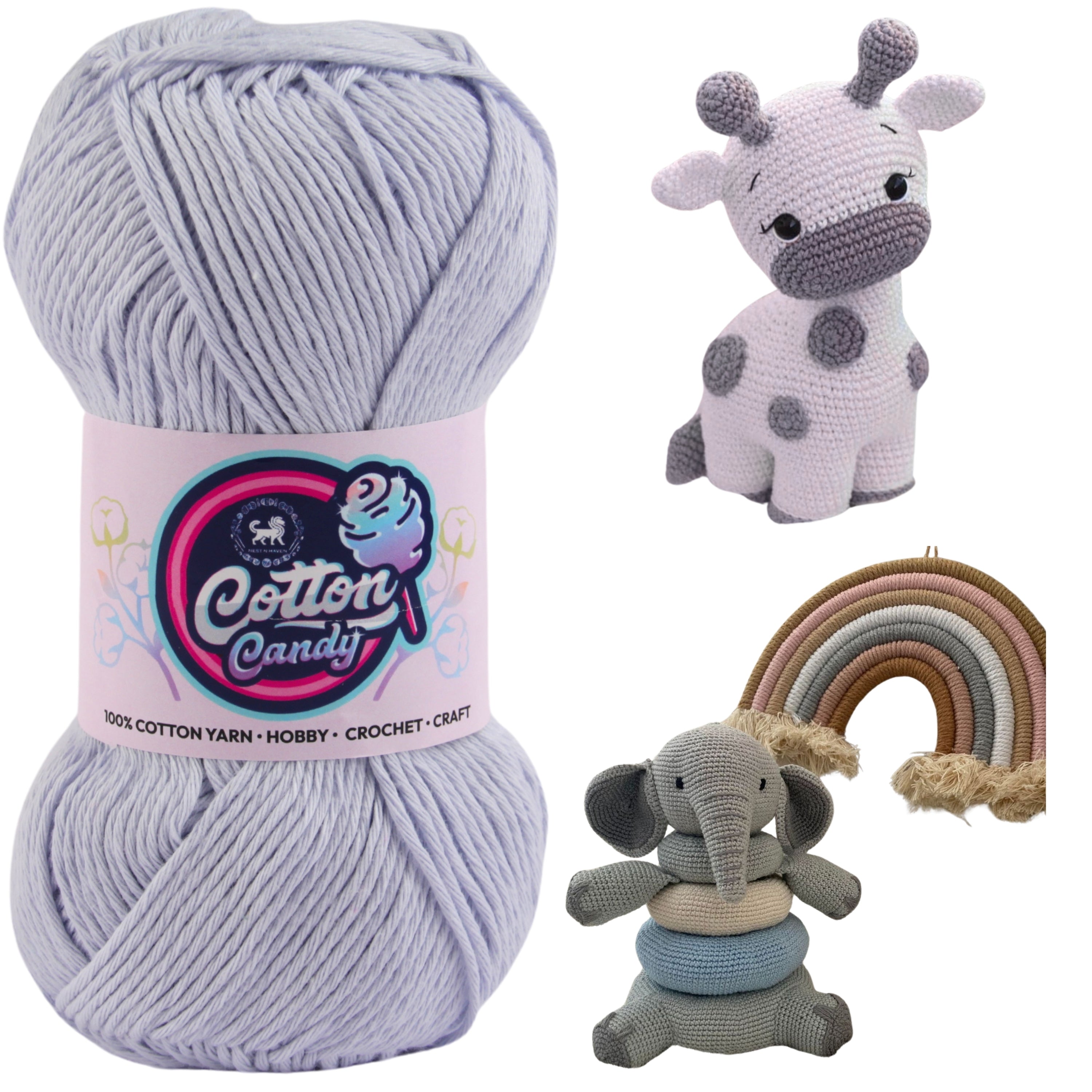 Cotton Candy Cotton Yarn (100 gram) - Light Gray