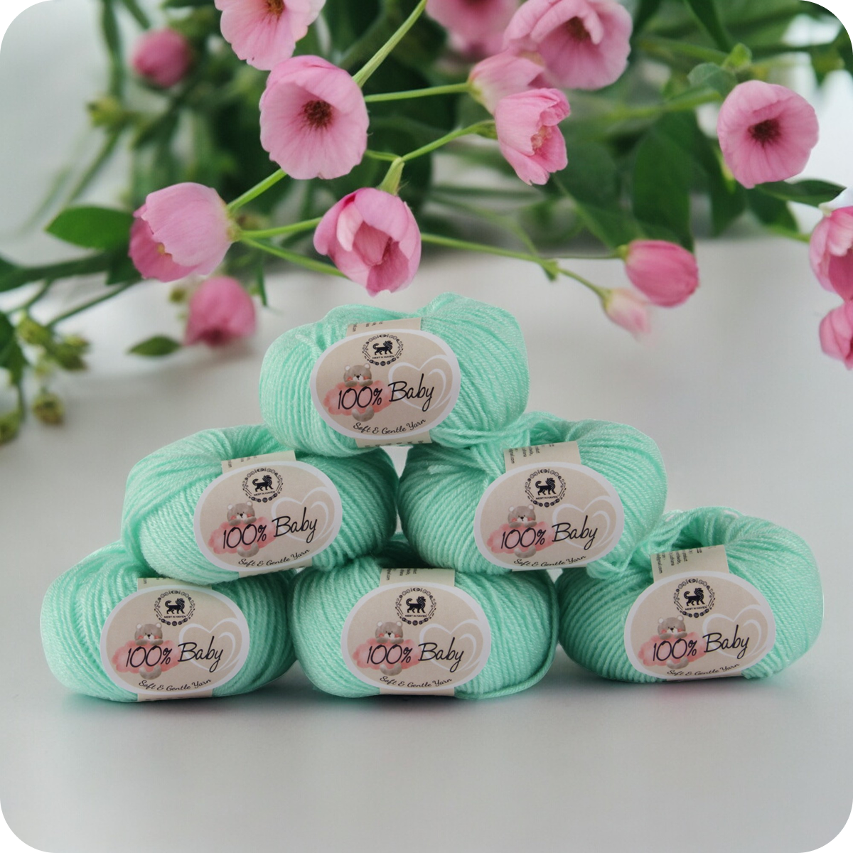 Baby  Yarn  pack of 6 (25gms x 6) 150 gram -  Mint Green