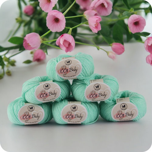 Baby  Yarn  pack of 6 (25gms x 6) 150 gram -  Mint Green