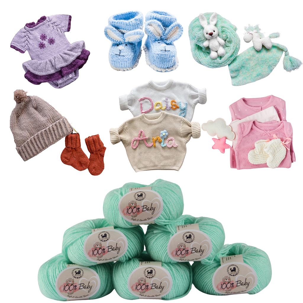 Baby  Yarn  pack of 6 (25gms x 6) 150 gram -  Mint Green