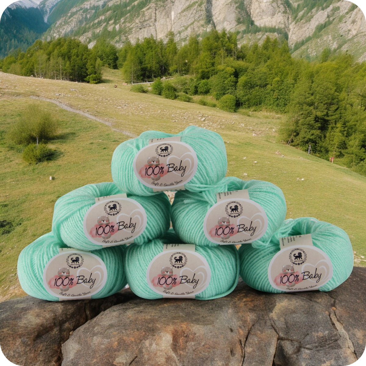 Baby  Yarn  pack of 6 (25gms x 6) 150 gram -  Mint Green