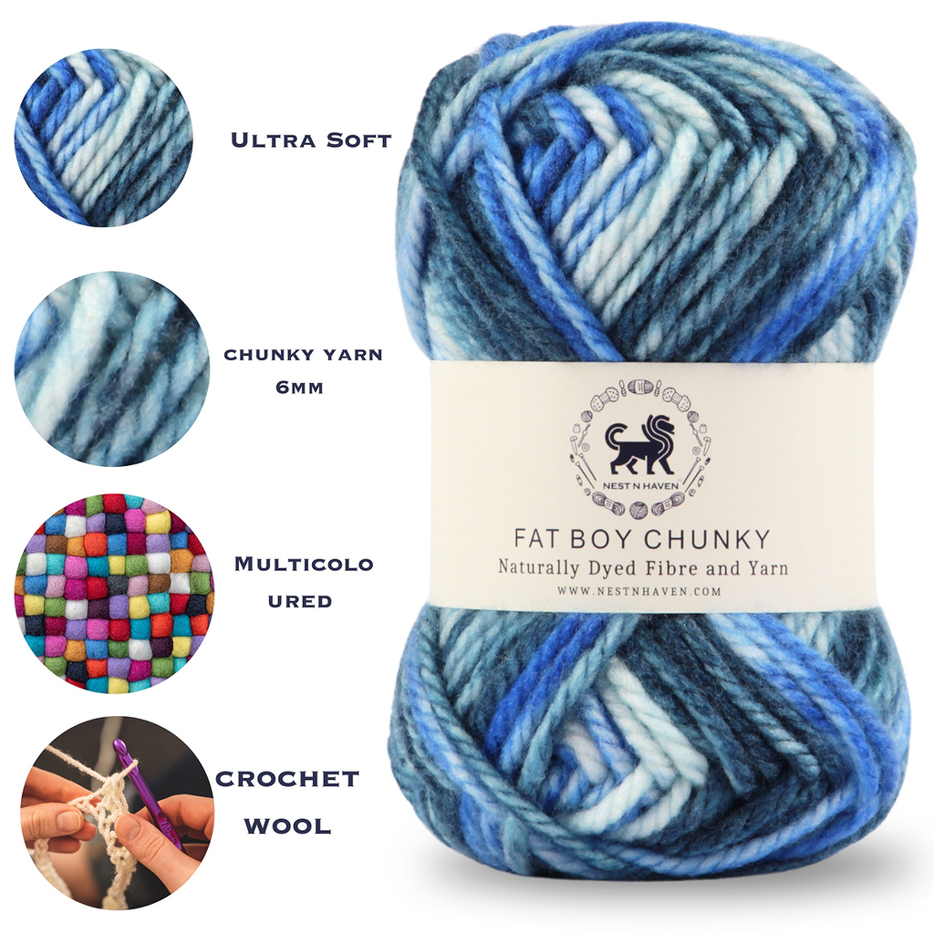 Fatboy Chunky Naturally Dyed Fibre Yarn (100 gram) - Multicolor 10