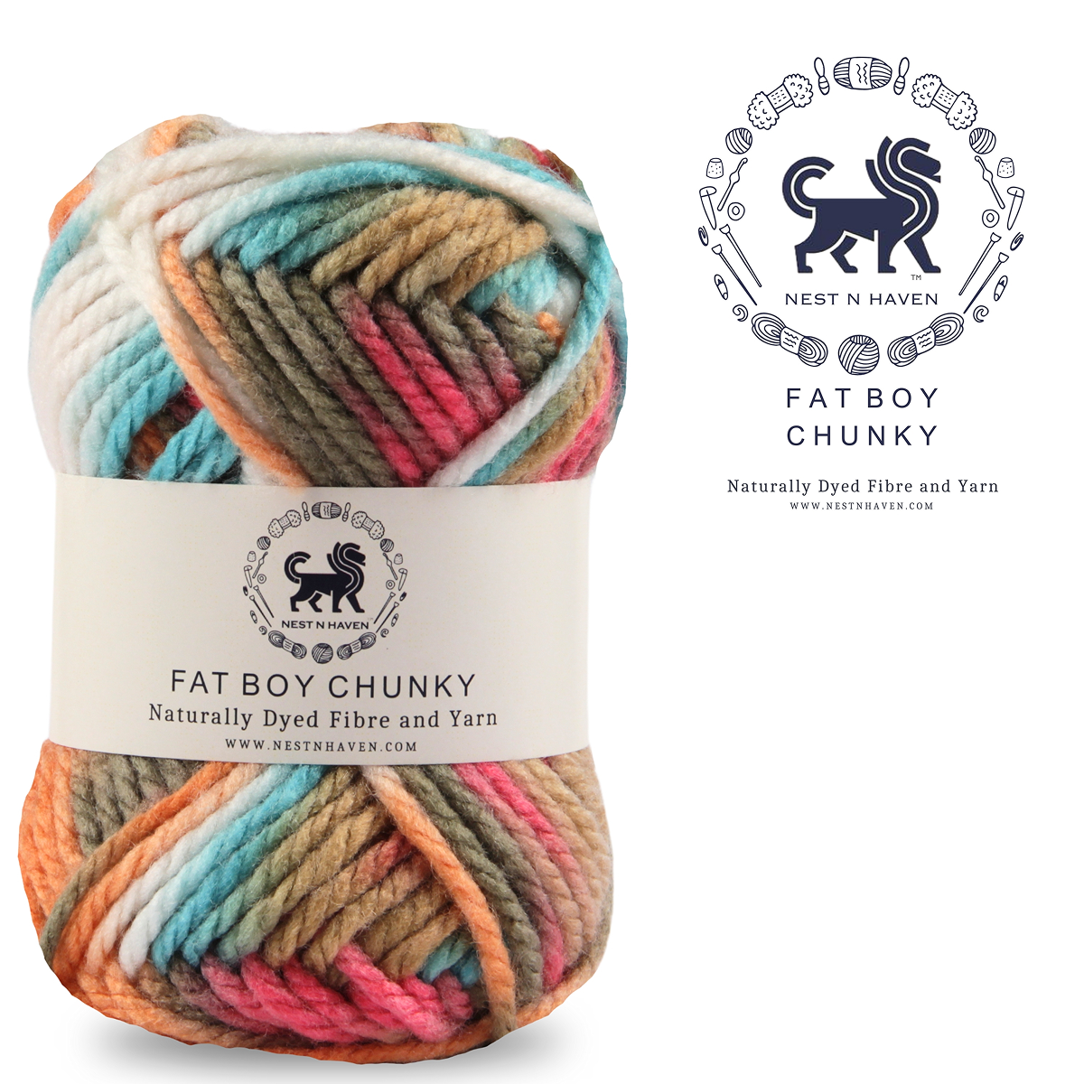 Fatboy Chunky Naturally Dyed Fibre Yarn (100 gram) - Multicolor 11