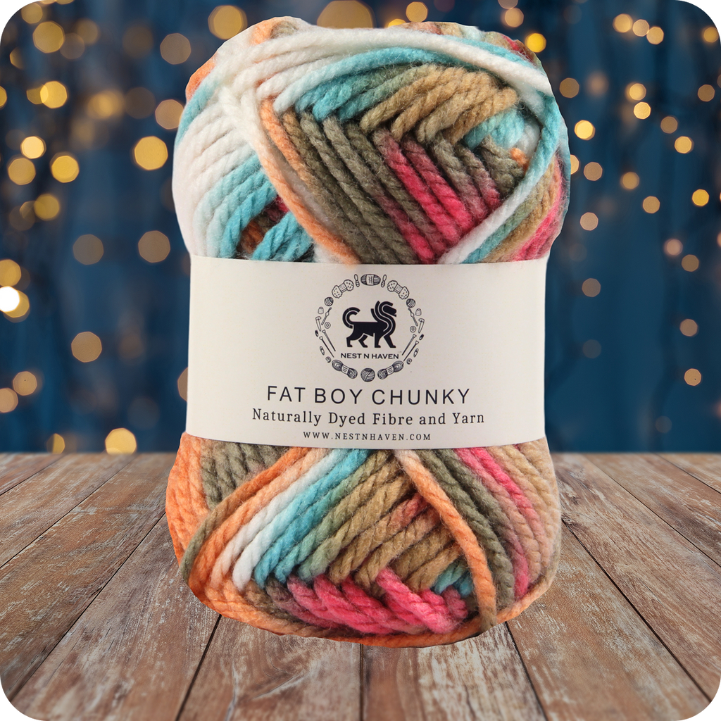 Fatboy Chunky Naturally Dyed Fibre Yarn (100 gram) - Multicolor 11