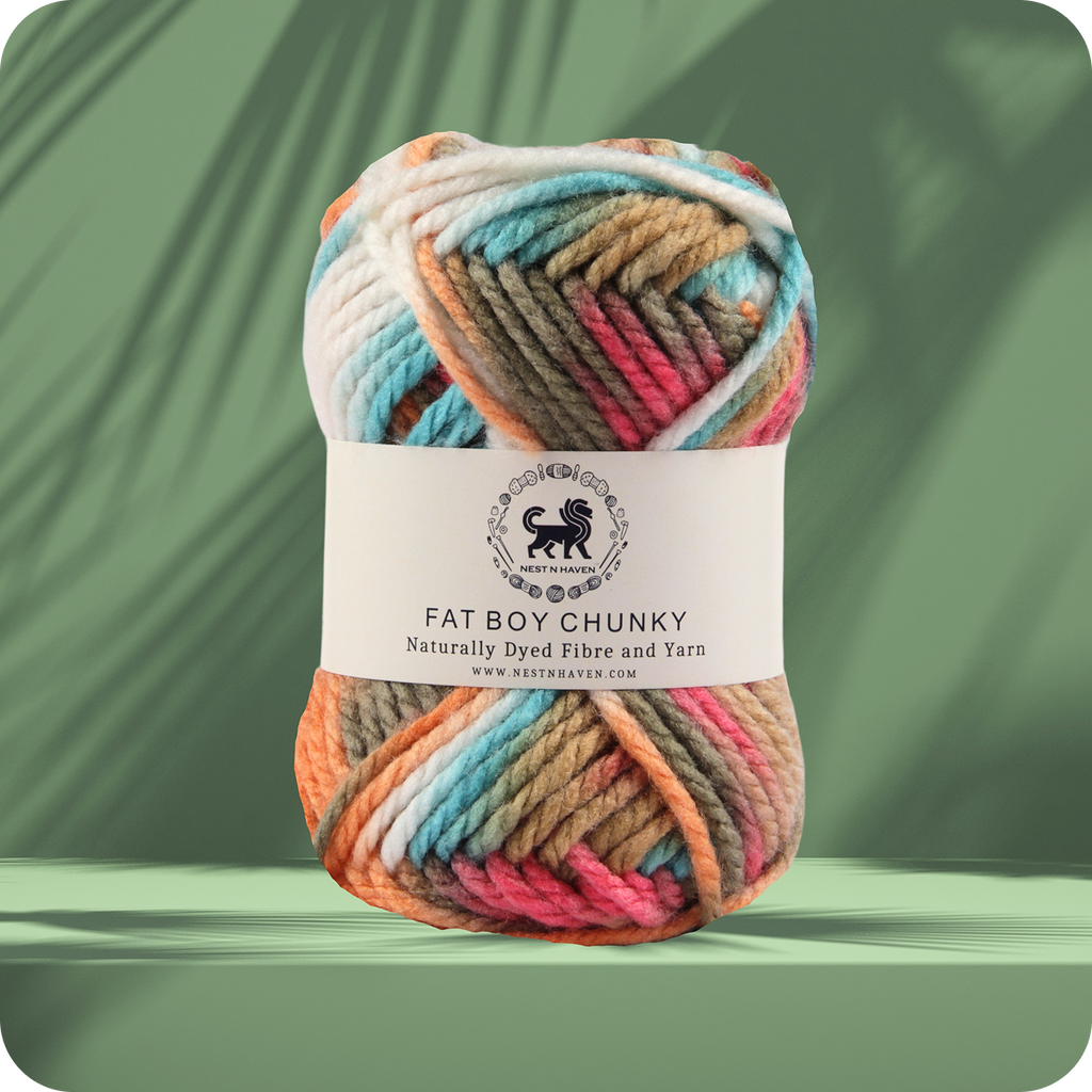 Fatboy Chunky Naturally Dyed Fibre Yarn (100 gram) - Multicolor 11