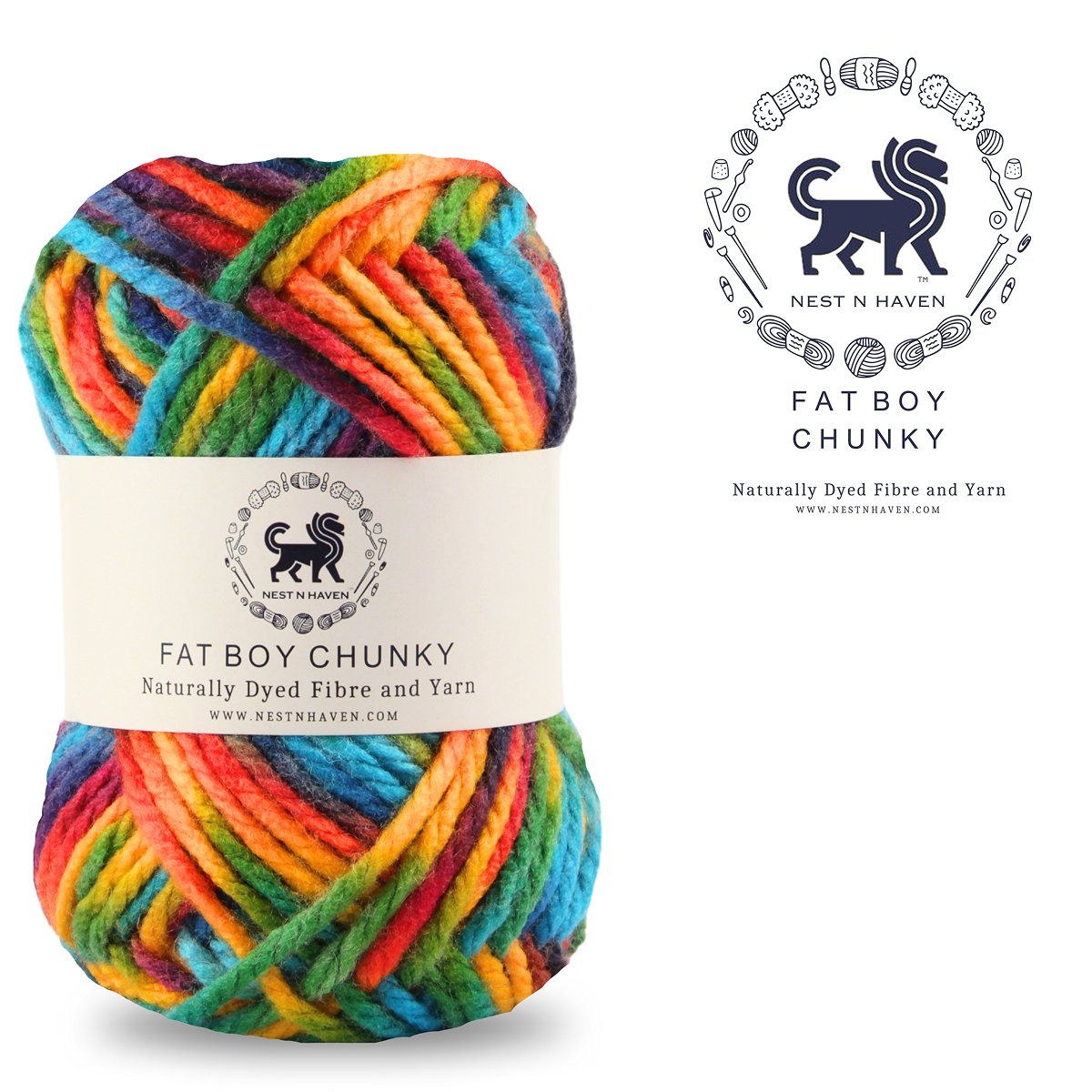 Fatboy Chunky Naturally Dyed Fibre Yarn (100 gram) - Multicolor 12
