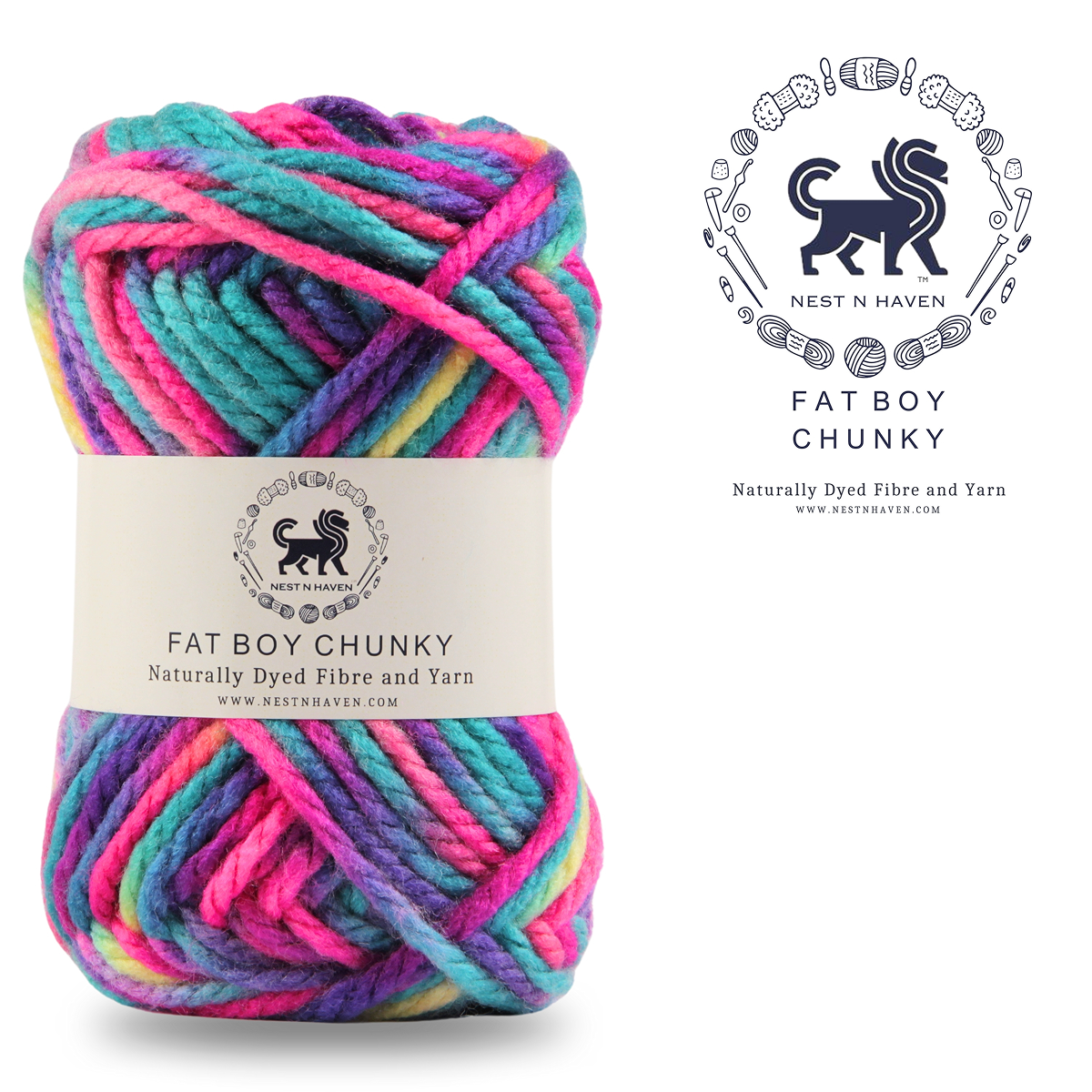 Fatboy Chunky Naturally Dyed Fibre Yarn (100 gram) - Multicolor 14